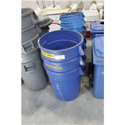 2 STACKS OF BLUE GARBAGE CANS