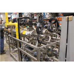 3 STAINLESS STEEL HEAT EXCHANGERS FOR CIP WITH CONTROLS, AUTO STEAM VALVES AND FRISTAM SS PUMPS