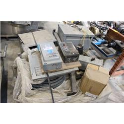 PALLET OF TRANSFORMERS AND POWER BOXES