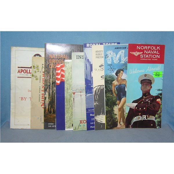Group of vintage travel maps and brochures