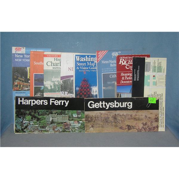 Group of vintage travel maps and brochures