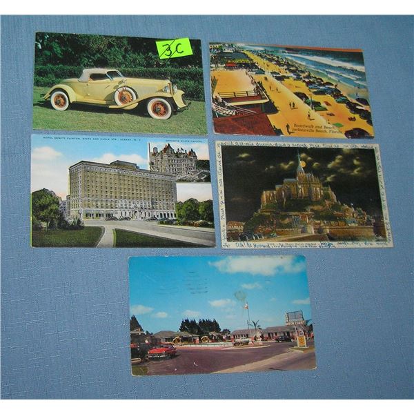 Group of vintage auto related post cards