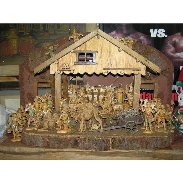 Large circa WWII illuminated manger set