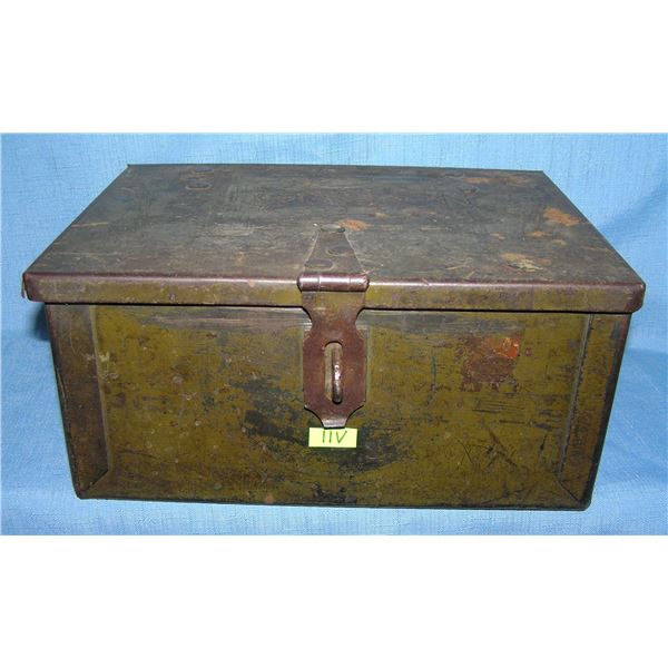 Early military metal locking storage box