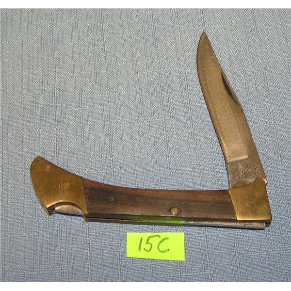 Brass and walnut panther Jr pocket knife