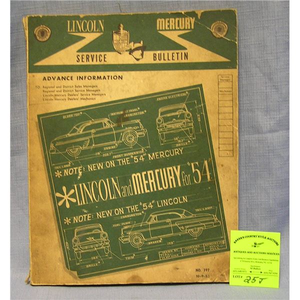 Vintage Lincoln Mercury service manual of 1954