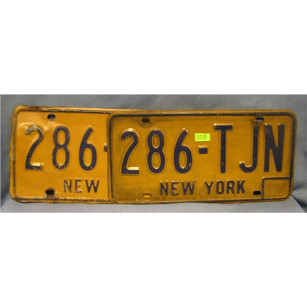 Pair of vintage NY license plates