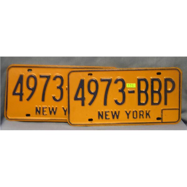 Pair of vintage NY license plates