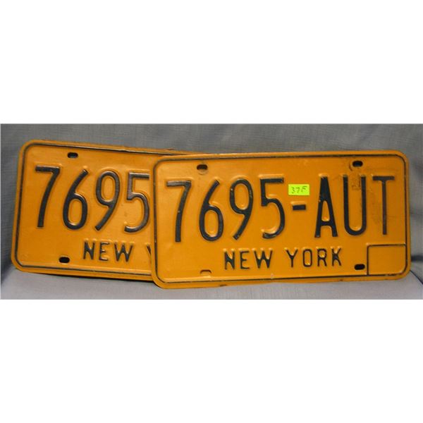 Pair of vintage NY license plates