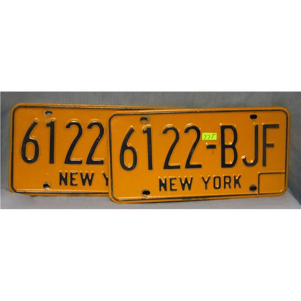 Pair of vintage NY license plates