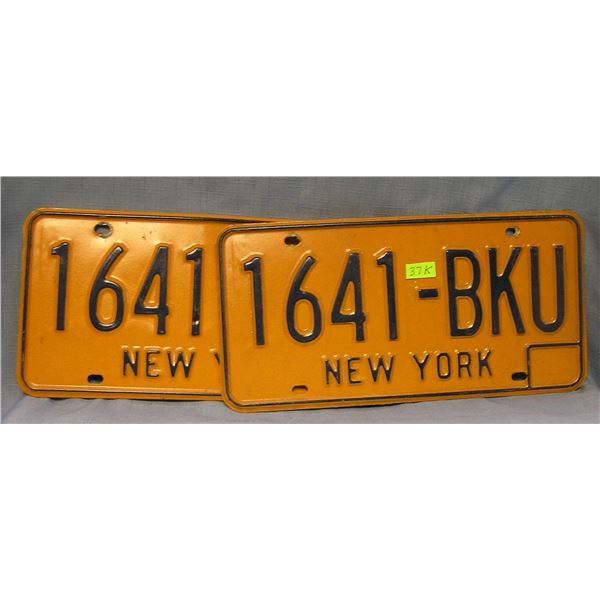 Pair of vintage NY license plates
