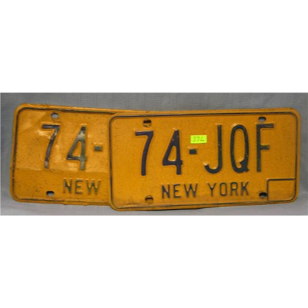 Pair of vintage NY license plates
