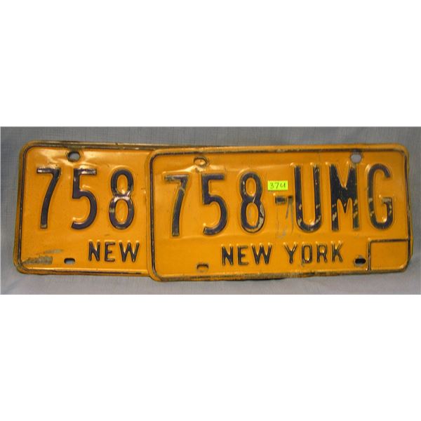 Pair of vintage NY license plates