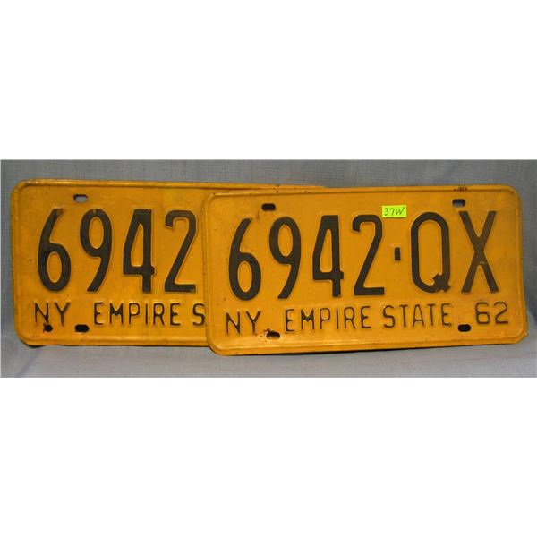 Pair of vintage NY license plates