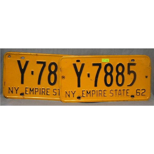 Pair of vintage NY license plates