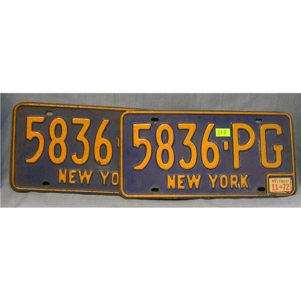 Pair of vintage NY license plates