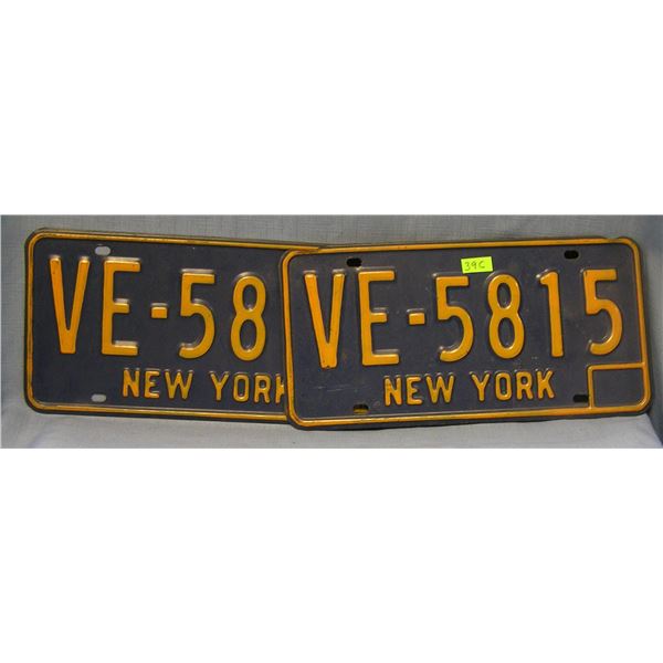 Pair of vintage NY license plates