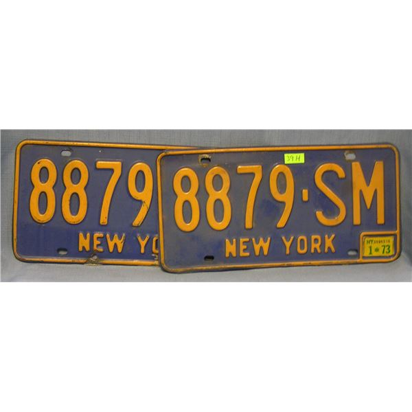 Pair of vintage NY license plates
