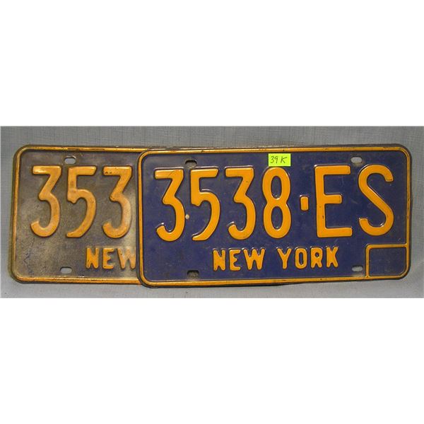 Pair of vintage NY license plates
