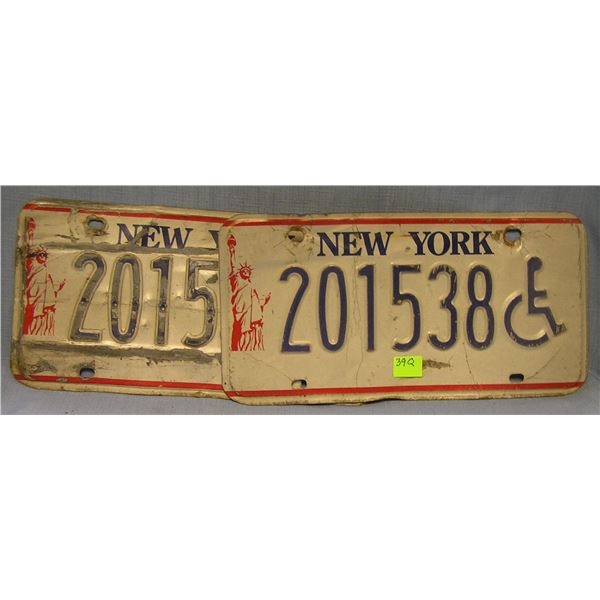 Pair of vintage NY handicap license plates