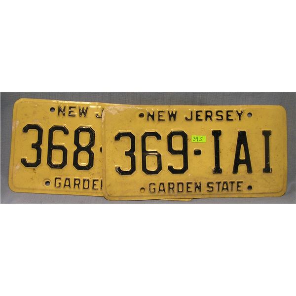 Pair of vintage NJ license plates