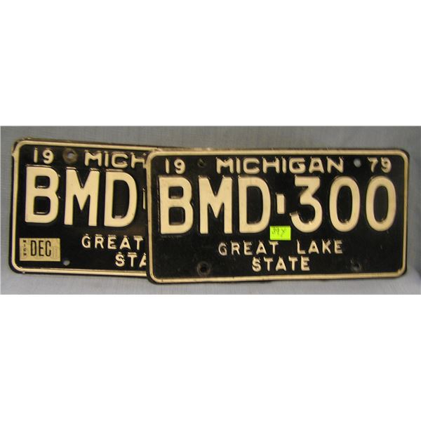 Pair of early Michigan license plates