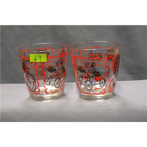 Pair of early transportational drink glasses