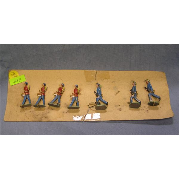 7 piece antique hand painted toy soldier set