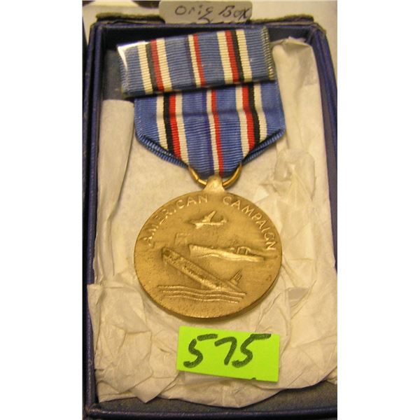 WWII Amer. campaign medal, ribbon & bar set