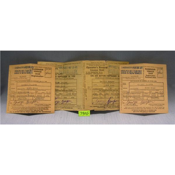 Group of three early drivers licenses