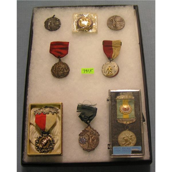 Group of early sports medals, ribbons & awards
