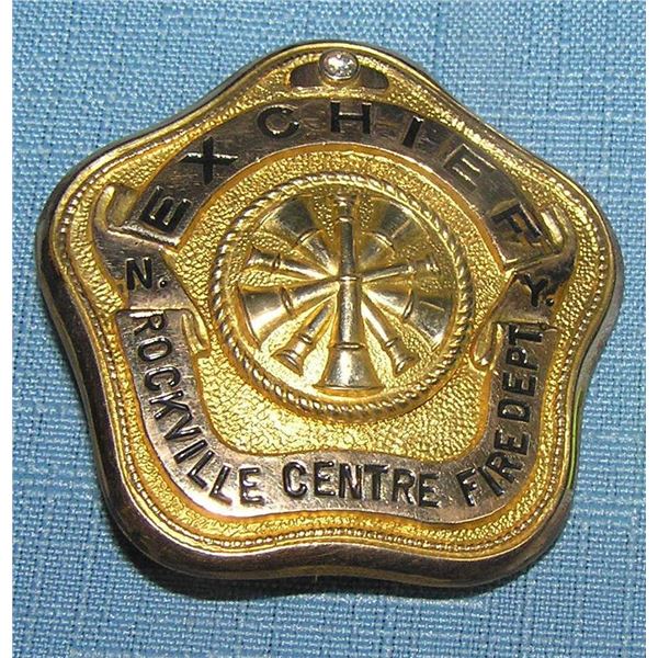 Early gold filled diamond encrusted ex-fire chiefs badge