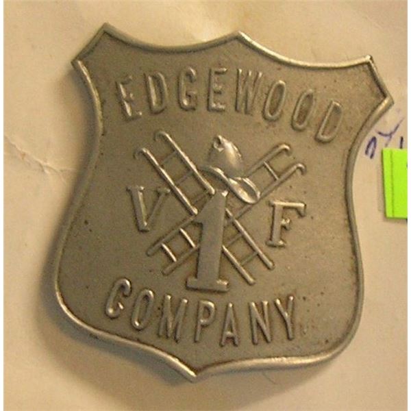 Antique Edgewood company 1 fire Dept badge