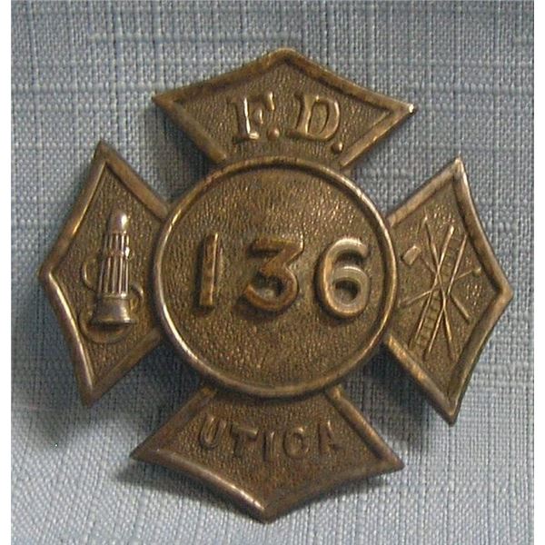 Antique Utica  F.D. chiefs hat shield