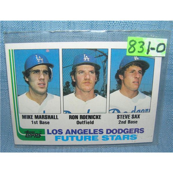 Mike Marshall, Steve Sax, Ron Roenicke baseball card