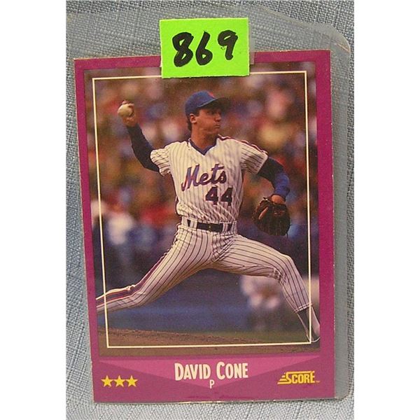 Vintage David Cone rookie baseball card