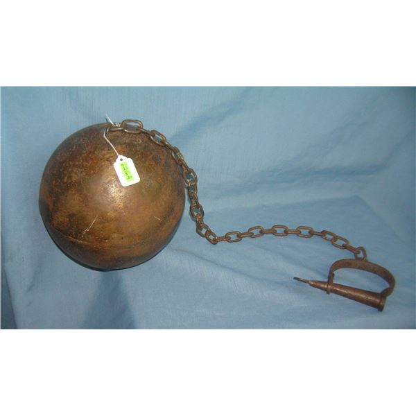 Antique style heavy ball and chain movie prop