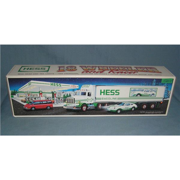 Hess 18 wheeler truck and race car with original box