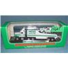 Vintage miniature Hess race car and transport truck
