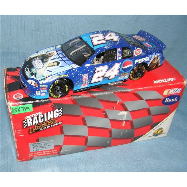 Vintage Star Wars cast metal Nascar racing car bank