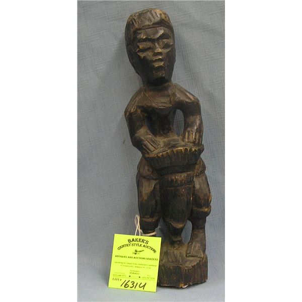 Antique hand carved African drummer