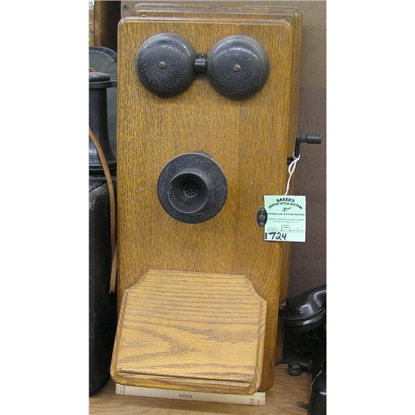 Antique oak wall mount telephone