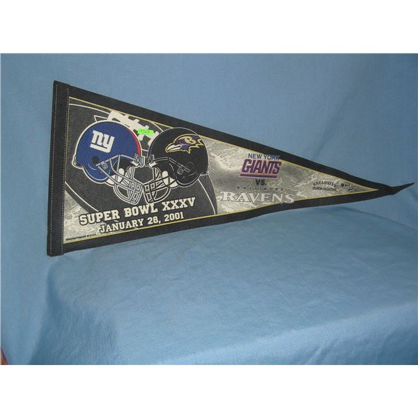 Super Bowl 35 NY Giants VS. Baltimore Ravens felt pennant