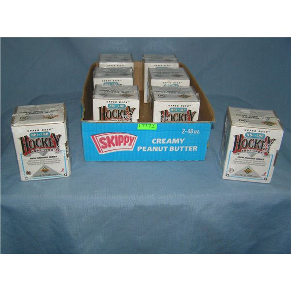 Box full of Upper Deck hockey high number hockey card sets