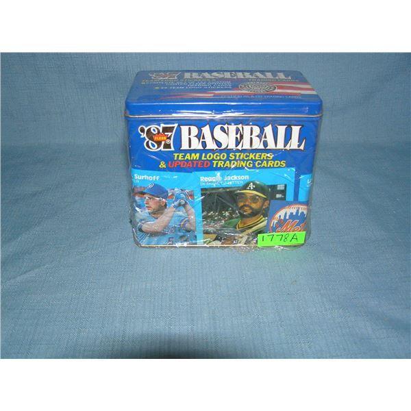 1987 Fleer baseball card and collector's tin