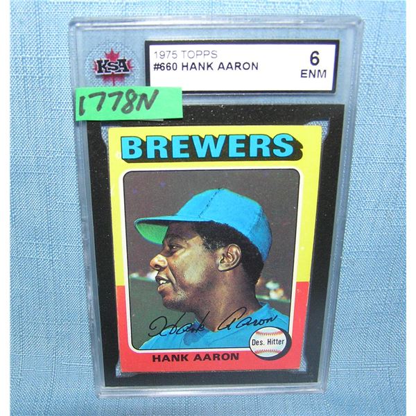 Hank Aaron 1975 Topps graded baseball card