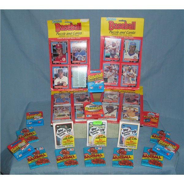 Shoe box full of unopened basebalLwax rack packs and more