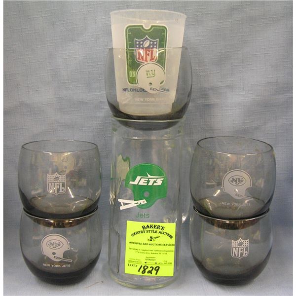 Jets and Giants Football drinking glasses