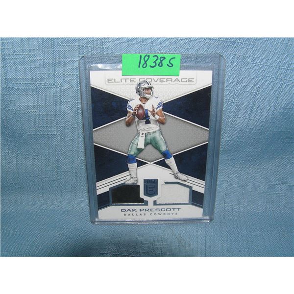 Dak Prescott game used material insert rookie football card