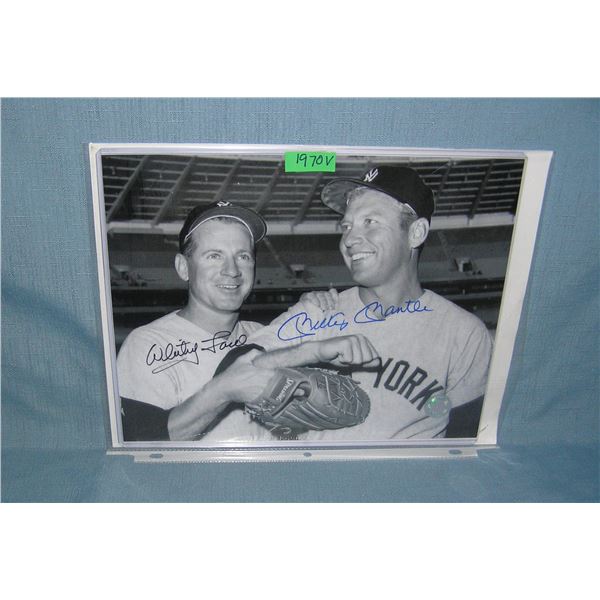 Mickey Mantle and Whitey Ford  autographed 8 inch by 10 inch photo with COA